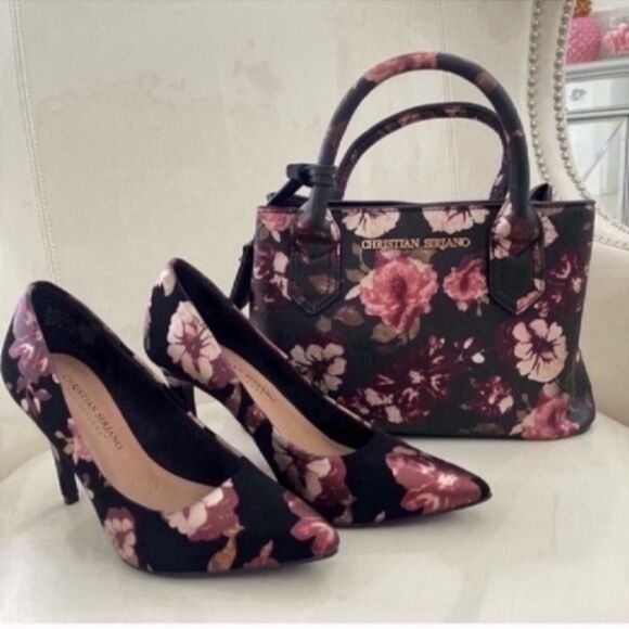 Christian Siriano Floral Black and Pink Women's Heels Size 6 1/2 - Picture 11 of 15